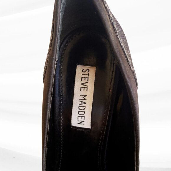 Steve Madden Black Glitter Peep Toe Platform Pumps, Size 7M - Picture 9 of 10